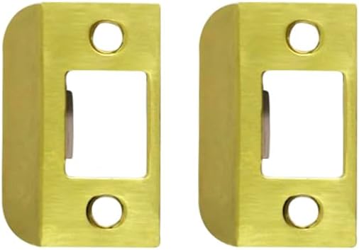 QCAA Solid Brass Extended Lip Strike, 1-1/2"X2-1/4", Polish Brass, 2 Pack, Made in Taiwan