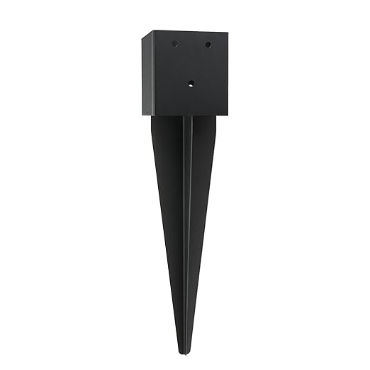 6 Pcs 4"x4" Fence Post Anchor Ground Spike,(Internal 3.6"x3.6"),Metal Post Stake Ground 16" with Black Powder-Coated,Fence Stakes Post Base for Deck,Fence,Porch,Railing,Mailbox