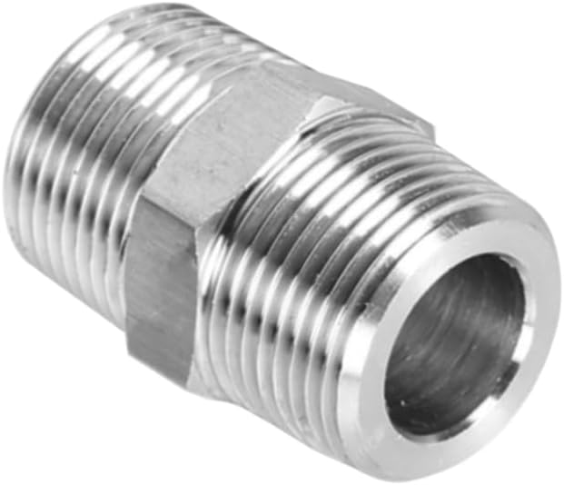 3PCS 3/8" NPT Male Stainless Steel Nipple Pipe Fitting Hex Connectors
