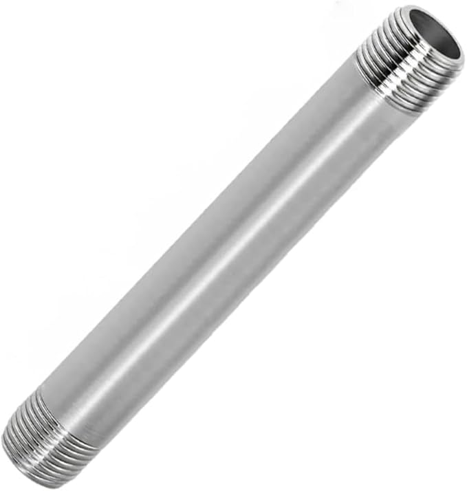 Stainless Steel Nipple Pipe Fitting 1/4" NPT X 1/4" NPT Male Thread Cast Pipe Fittings 8" 200mm Length