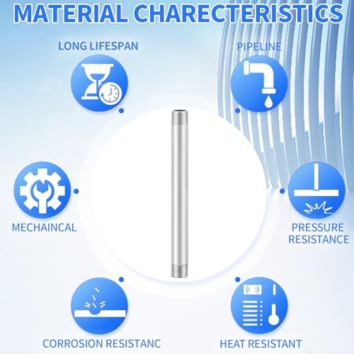 ChillWaves 304 Stainless Steel Pipe Fitting, Nipple Cast Pipe 1-1/4" NPT Male x 1-1/4" NPT Male Thread 16" Length(400MM)(1-PACK)