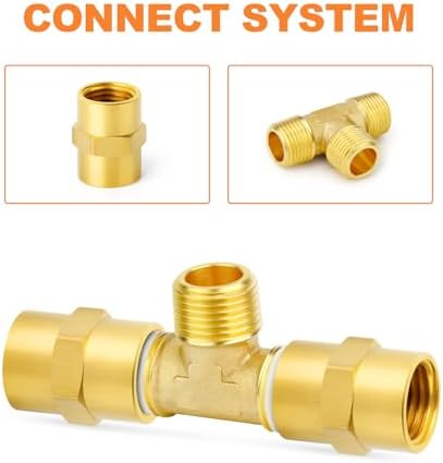 GASHER 5PCS Brass Male Tee Pipe Fitting T Adapter, 3 Way Brass Fitting 3/8" x 3/8" x 3/8" NPT T Fitting