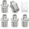 TAISHER 5PCS Cast 304 Stainless Steel Hex Nipple, Reducer Pipe Fitting 1/2-Inch Male Pipe x 3/8-Inch Male Pipe