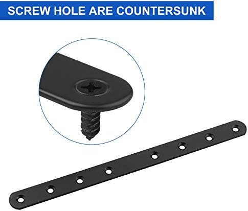 12Pcs Black Mending Plate, 10” Flat Straight Braces Heavy Duty Metal Straight Bracket, Cast Iron Mending Joining Repair Plates Fixing Bracket Connector for Repairing Wooden Furniture, 250MMx20MMx3MM