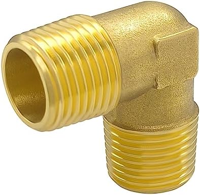 Hooshing 1/2" NPT Male to Male 90 Degree Elbow Brass Pipe Fitting, 2 Pack