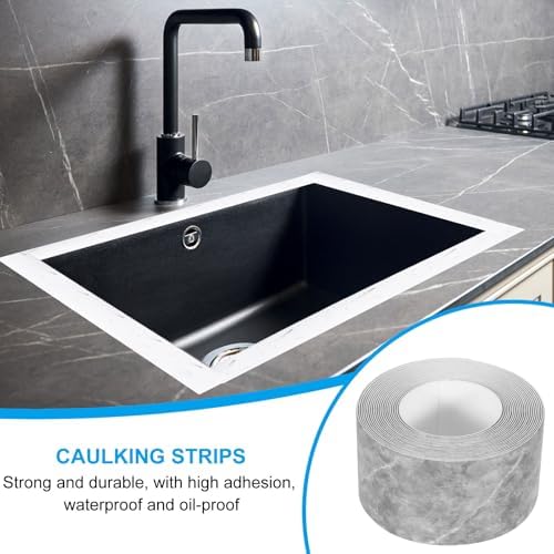 PATIKIL Caulk Tape 1.5" x 10.5 Ft, Self Adhesive Sealing Tape Waterproof Toilet Tub Caulk Sealant Strip Sealing Trim for Kitchen Bathroom Toilet Bathtub Sink Countertop, Dark Grey
