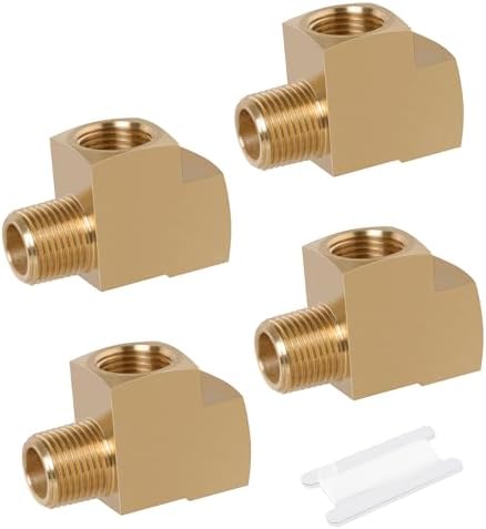 4PCS Brass Pipe Fittings Barstock Street Tee,1/8" x 1/8" x 1/8"