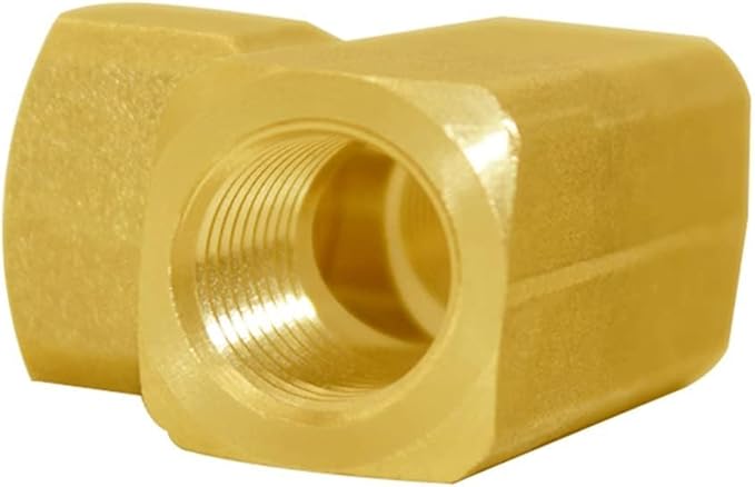 Joywayus 2PCS Brass Tee Pipe Fitting 3/8" x 3/8" x 3/8" NPT Female Barstock 3 Way Hose Fitting