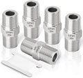 TAISHER 5PCS 304 Stainless Steel Hex Nipple, Pipe Fitting 3/8-Inch Male Pipe x 3/8-Inch Male Pipe