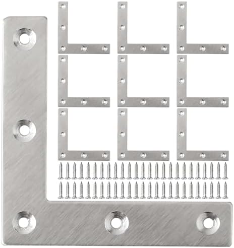Alise L Flat Brackets for Wood,Corner Bracket Mending Plate,Brushed,10Pack