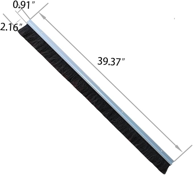 2 Sets Horsehair 2.16 x 39.37 Inches Brush Sweep Door Sweep Door Brush Seal Roll Up Door Garage Door Sweeps Suitable for Various Floors Easy Mounting (2.16 in, 2)