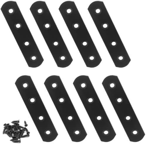 Jiozermi 8 Pcs Straight Brace, 3.9" x 0.8", Stainless Steel,Black