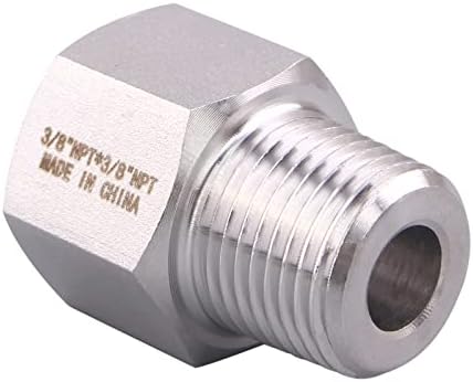 Forged Reducer Adapter Fitting - Stainless Steel 304 Reducing Pipe Connector, 3/8" NPT Female x 3/8" NPT Male (pack of 2)
