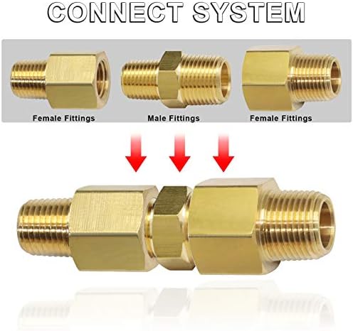 KOOTANS 3/8 NPT x 1/4 NPT Male Solid Brass Hex Nipples,4 PACK