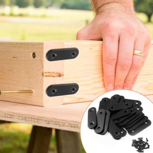 Jiozermi 24 Pcs Straight Brace, 2" x 0.6", Stainless Steel, Black