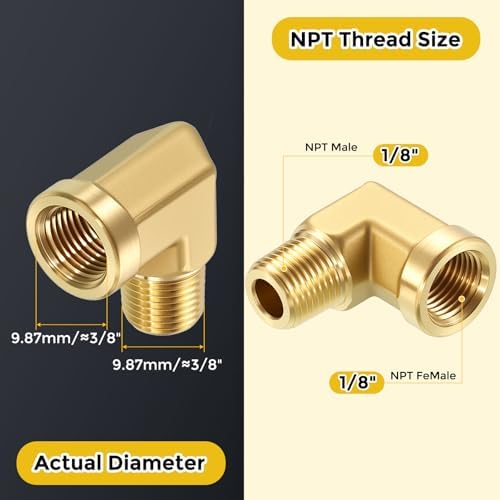 METALLIXITY 5PCS 1/8"FNPT x 1/8"MNPT 90 Degree Brass Barstock Street Elbow