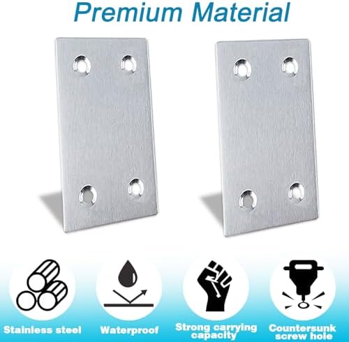 50PCS Flat Straight Brace Brackets,2.35x1.5 Stainless Steel Brackets