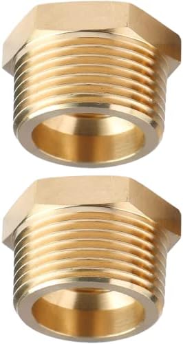 2PCS 1" x 1/2" Brass Reducer Hex Bushing by CX WONDERLAND