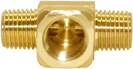 Joywayus Brass Tee Pipe Fitting 1/4" NPT Male-Female-Male 3-way Adapter