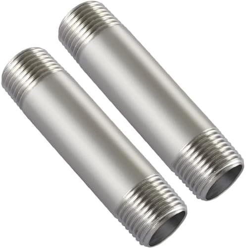 Beduan Stainless 1/4 NPT Male Threaded 6" Length Nipple Pipe Fitting 2 PCS