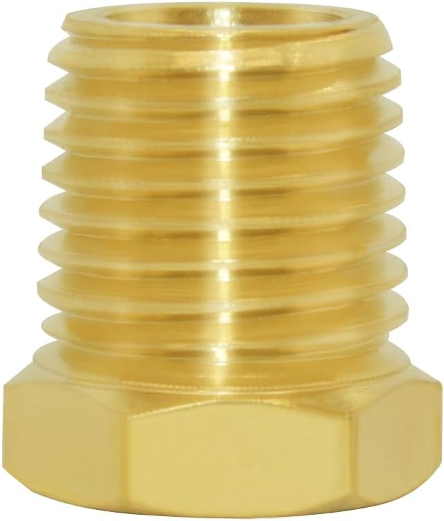Joywayus Brass Reducing Hex Bushing 1/4" NPT Male to 1/8" NPT Female Pipe Fitting Reducer Adapter(Pack of 10)