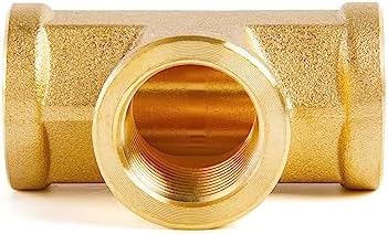 ChillWaves Brass Pipe Fitting, Tee 1/4" x 1/4" x 1/4" NPT Female Thread Adapter(3-PACK)