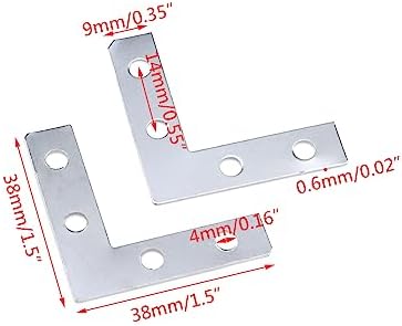 Wealrit 40PCS Silver L Shape Bracket，1.5" Joint Support Flat Plate Bracket