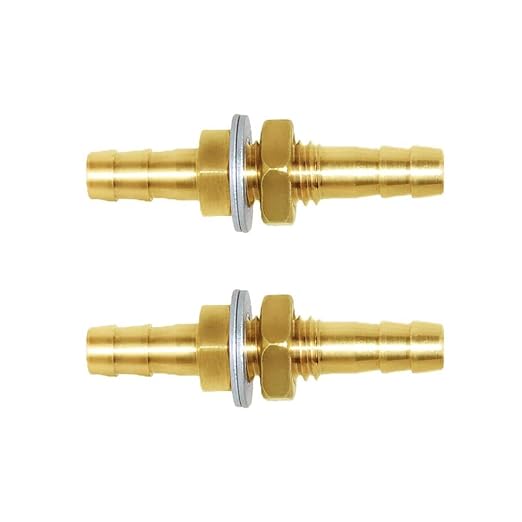 Joywayus 3/16'' Hose Barb Thru-Bulk Head Fuel Hex Union Fitting Intersection/Split Brass Water/Fuel/Air (Pack of 2)