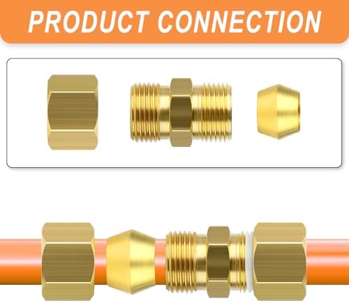 GASHER 100PCS Brass Compression Fitting, Brass Compression Sleeve Ferrules 3/16" Tube OD