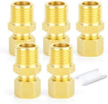 GASHER 5PCS Brass Compression Tube Pipe Fitting Connector, 3/16" Tube OD x 1/4" NPT Male Connector