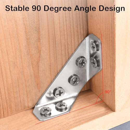 PlusRoc 12-Pack Stainless Steel Corner Brackets for Wood