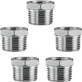 Stainless Steel 1/2" Male NPT to 1/8" Female NPT Reducer Hex Bushing Pipe Fitting Adapter (pack of 5)