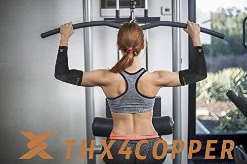 THX4COPPER Elbow Compression Sleeve(2 Pieces) - Copper Infused Support -Guaranteed Recovery Copper Elbow Brace-Idea for Workouts, Sports, Golfers, Tennis Elbow, Arthritis, Tendonitis (XX-Large)