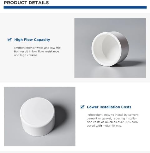 PVC Pipe End Cap Fitting Furniture Grade PVC Pipe End Cap Plug Adapter (2 inch (6 Pack))