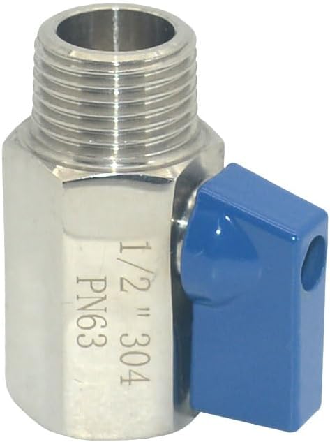 2 Pack Mini Ball Valve, Stainless Steel Female x Male NPT Thread Shut-Off Valve (1/2")