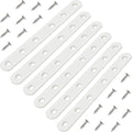 6 Pack White Flat Brackets, 6 Inch Straight Brace Mending Plate with Screws