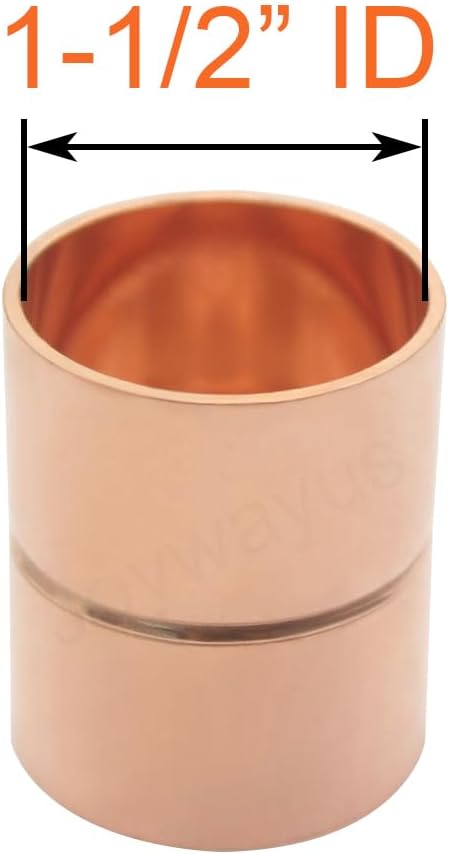 Joywayus 1PCS 1-1/2" ID Copper Coupling with Dimple Stop Straight Sweat Pipe Fitting Pressure Plumbing Solder Connection