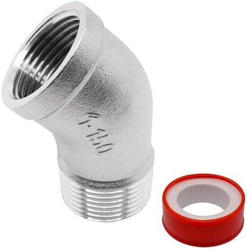 1PCS 45 Degree Elbow Fittings, 1" NPT Male Pipe to 1" NPT Female 304 Stainless Steel Pipe Fitting, Connector Coupler Apply to Outdoor/Garden/Industrial