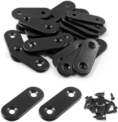 Jiozermi 24 Pcs Straight Brace 1.6" x 0.6", Stainless Steel Black