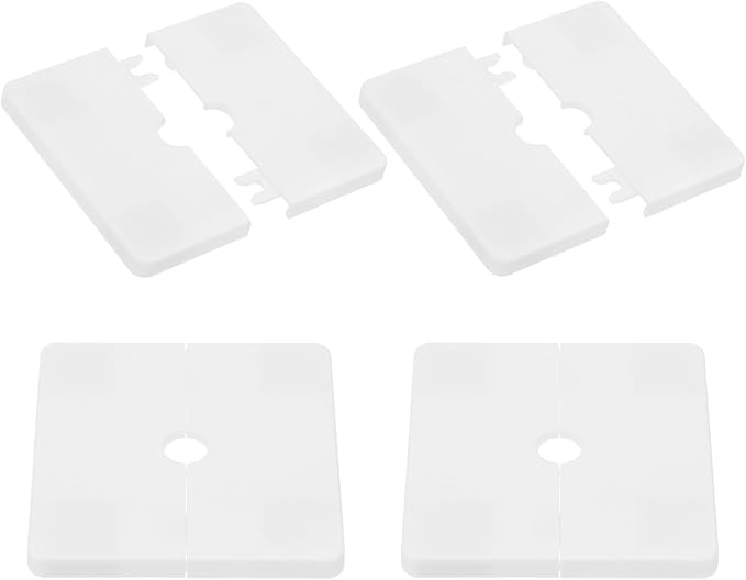 PATIKIL Wall Split Flange 86mm / 3.4" OD, 4 Pcs Square Escutcheon Plate Cover PPR Plumbing Cover Plates with Self-Adhesive Tape for 12mm / 0.5" Dia Water Pipe Faucet, White