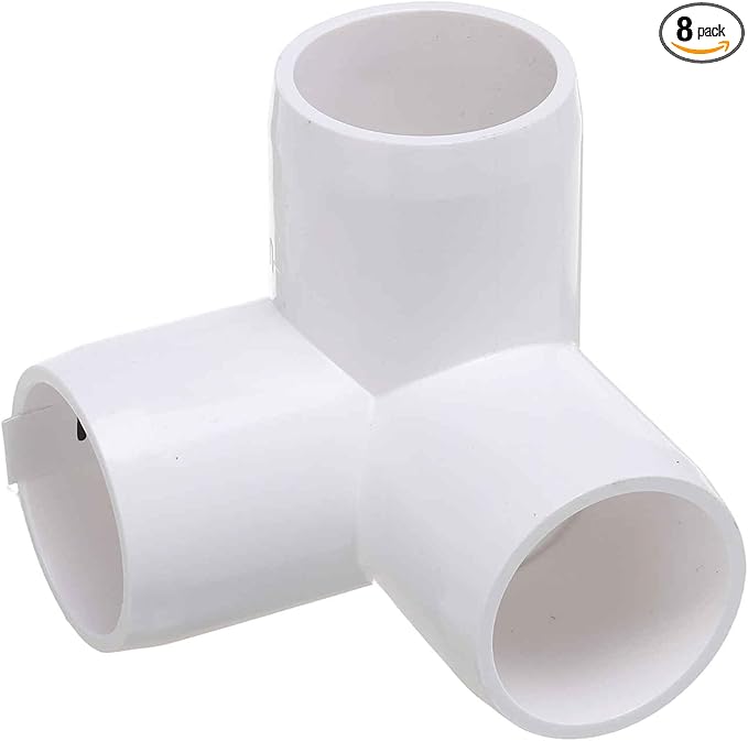 8Pcs 3/4" Elbow PVC Fitting, SCH40 3-Way Tee Furniture Grade PVC Pipe Fitting, DIY Corner Elbow Connector for Building Furniture, Greenhouse Frame Connection, Socket x Socket