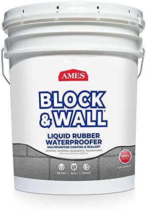 AMES BWRF5 Water Base High Strength Elastomeric Liquid Rubber, 5 Gallon White & Blue Max Trowel Grade Sealant & Filler, 1 Gallon
