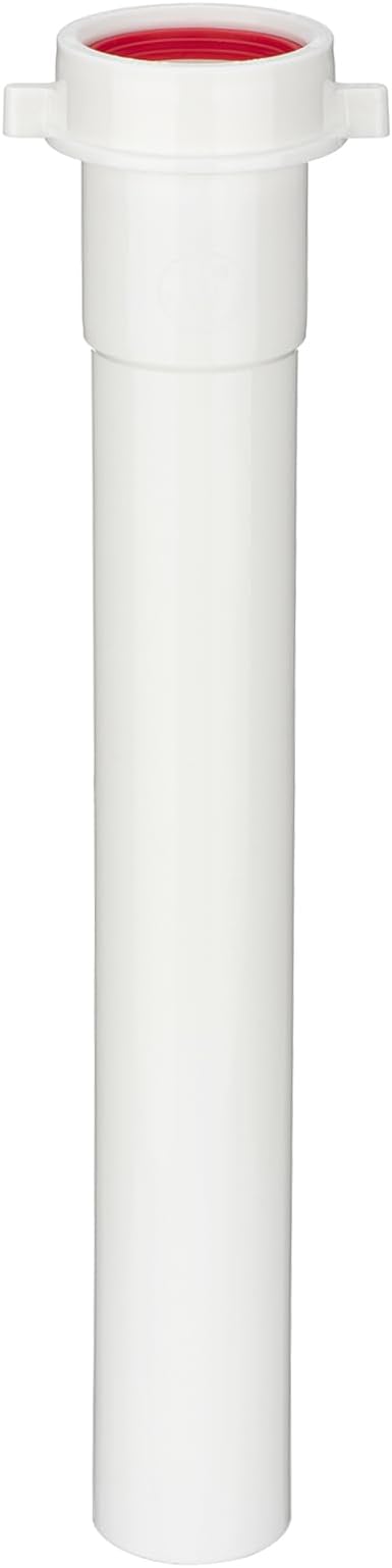 (1 Pack) Yariwiz White Sink Drain Extension Thread Pipe1 1/2 Inch x 12 inch Length for Kitchen Sink Drain Pipe Tubular KSD-005W