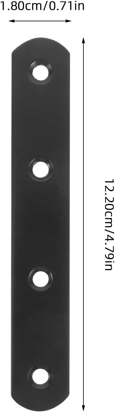 PRETYZOOM 4pcs Flat Straight Brackets Heavy Duty Mending Plates Repair Brace for Furniture Shelf Cabinet Post Base Reinforcement Black