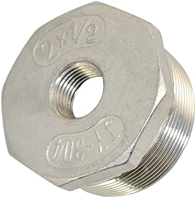 2" Male to 1/2" Female NPT Female Reducing/Reducer Bushing Pipe Fitting,Adapter,Stainless Steel SS 304 Hex Bushing (2" Male to 1/2" Female)