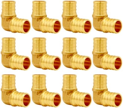 Uenede Brass 1/2 Inch PEX Elbow Coupling, 12PCS