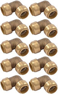 SharkBite 3/4 Inch 90 Degree Elbow, Pack of 10, Push to Connect Brass Plumbing Fitting, PEX Pipe, Copper, CPVC, PE-RT, HDPE, U256LFCP