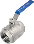 316 Stainless Steel 1/8"~3" Full Port Ball Valve with Blue Vinyl Handle, NPT Female x Female Thread,1000 WOG (2 Inch)