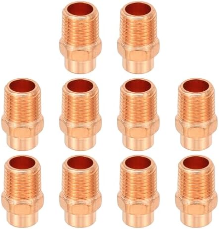 PATIKIL 1/4" Male Adapter Fitting with C x M Connections, 10 Pcs Copper Pipe Fittings with Sweat Solder X FNPT Connection Threaded Tubing Connector for Residential, Commercial