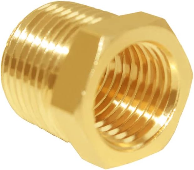 Hooshing 10Pcs Brass Reducer Hex Bushing 3/8" NPT Male x 1/4" NPT Female Threaded Pipe Fitting Hose Tube Adapter Convert